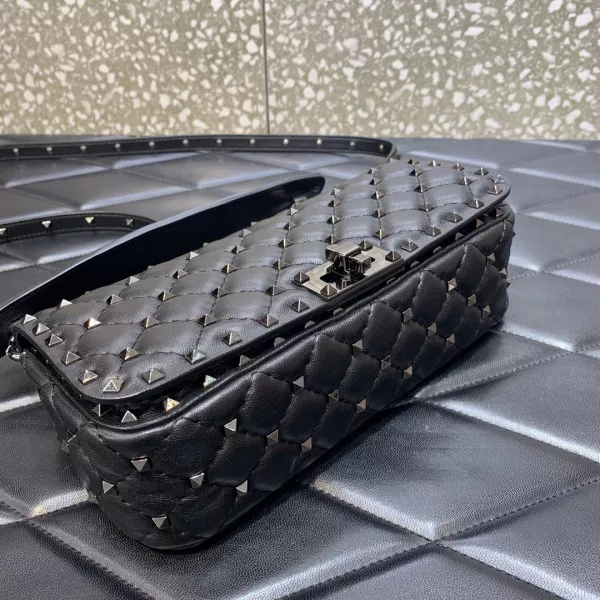 Affordable VALENTINO ROCKSTUD SPIKE SHOULDER BAG IN CRACKLE-EFFECT METALLIC 0115