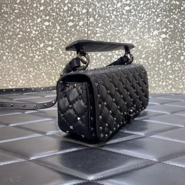 Affordable VALENTINO ROCKSTUD SPIKE SHOULDER BAG IN CRACKLE-EFFECT METALLIC 0115