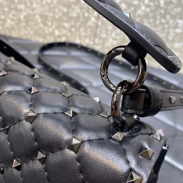 Affordable VALENTINO ROCKSTUD SPIKE SHOULDER BAG IN CRACKLE-EFFECT METALLIC 0115